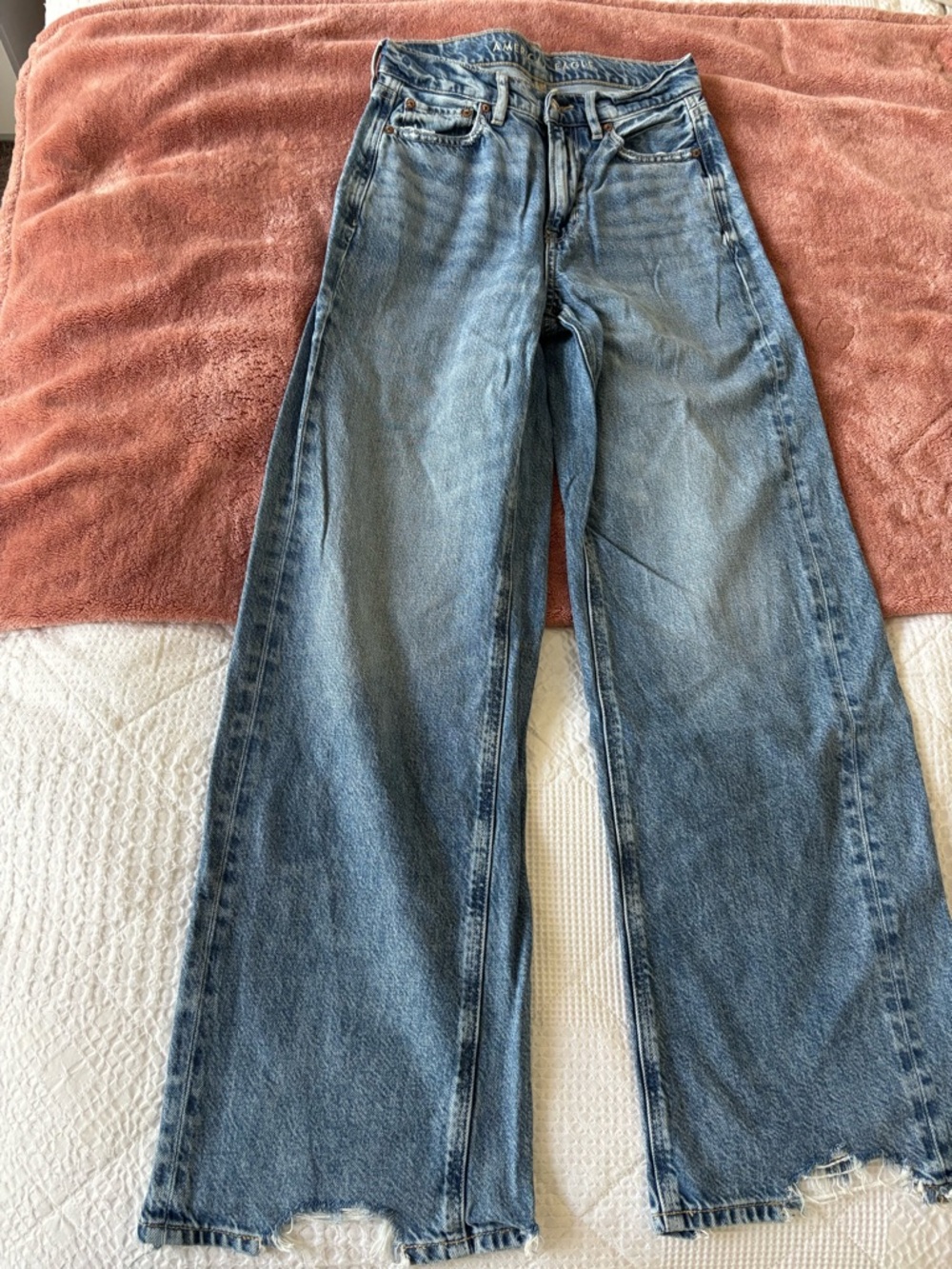 American Eagle Outfitters Light Blue High-Rise Wide Jeans